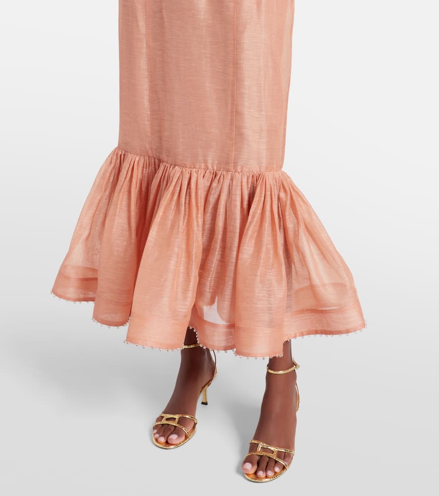 Zimmermann Hypnotic Embellished Linen And Silk Gown In Pink
