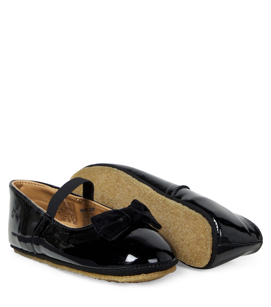 Wheat Rosen Patent Leather Mary Jane Flats In Black