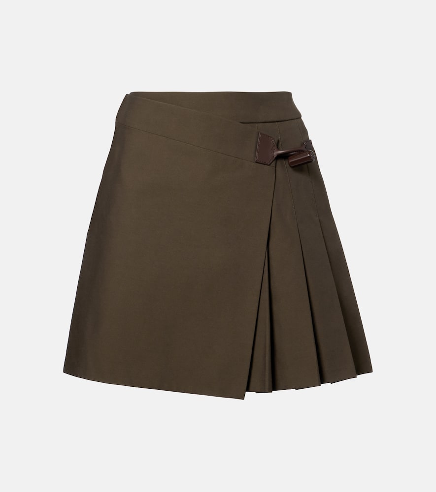 Loewe Leather-trimmed cotton-blend wrap skirt