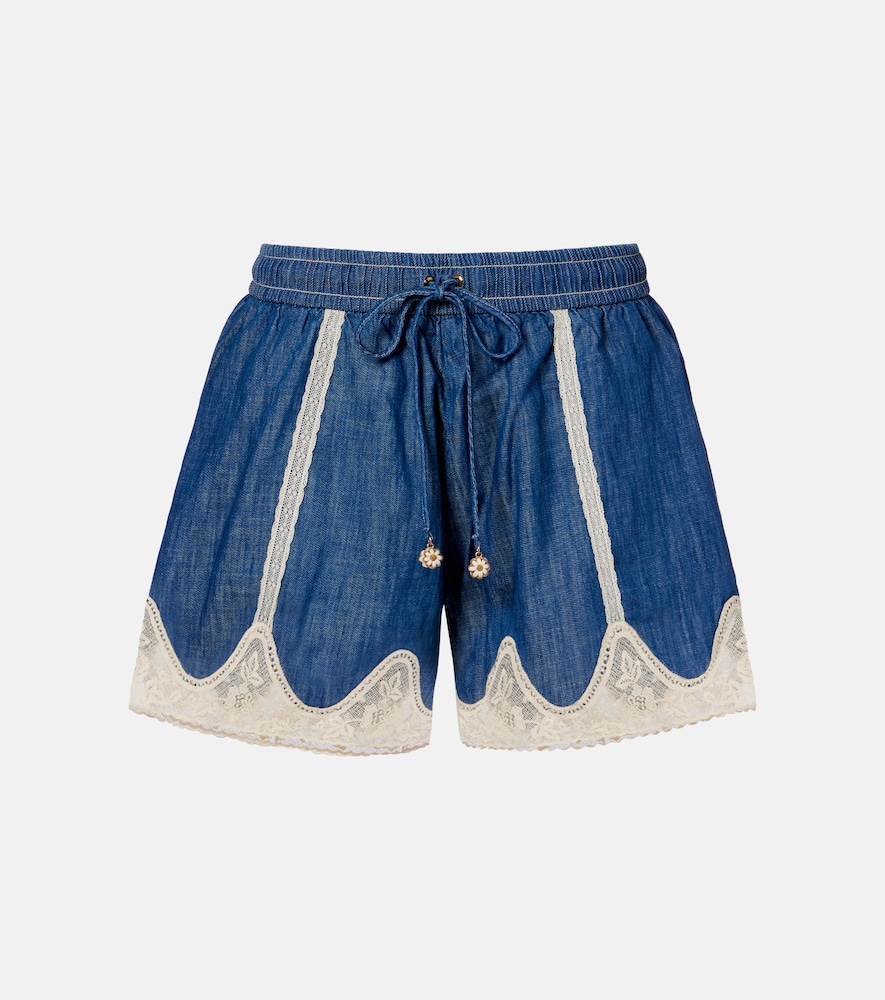 Zimmermann Awaken lace-trimmed denim shorts