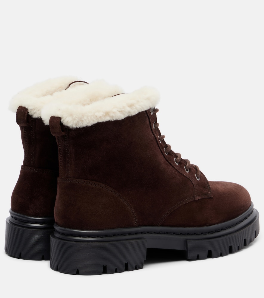  Staud Staud Henry Shearling-lined Suede Combat Boots 