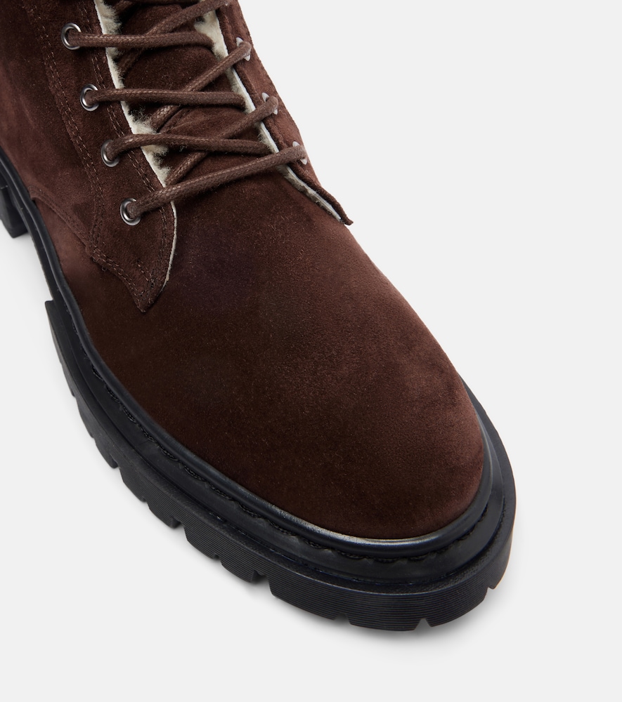  Staud Staud Henry Shearling-lined Suede Combat Boots 
