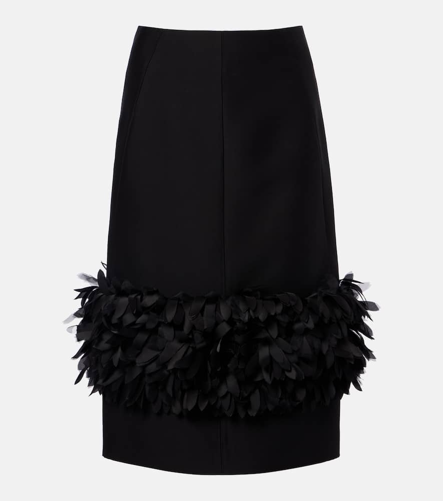 Totême Petal Wool And Silk Pencil Skirt In Black