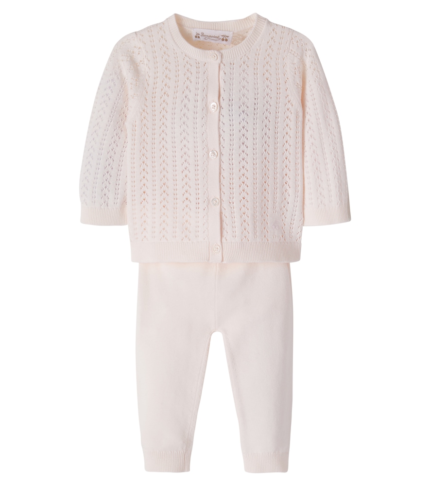 Bonpoint Pink Baby Laelou Pointelle Cotton Cardigan And Pants Set M Size 3 - Mytheresa