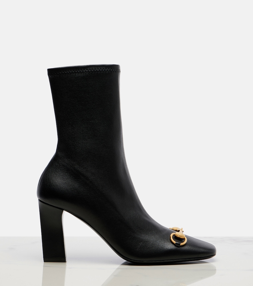  Gucci Gucci Signora Horsebit Leather Ankle Boots 