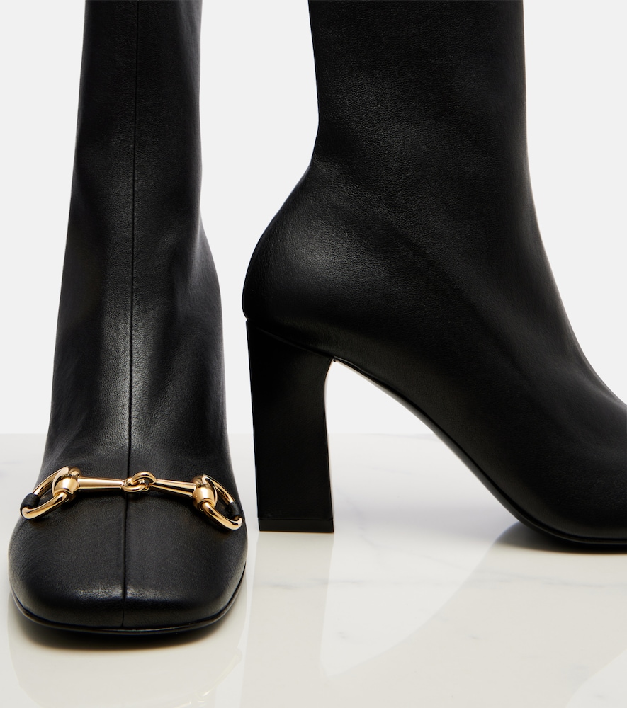  Gucci Gucci Signora Horsebit Leather Ankle Boots 