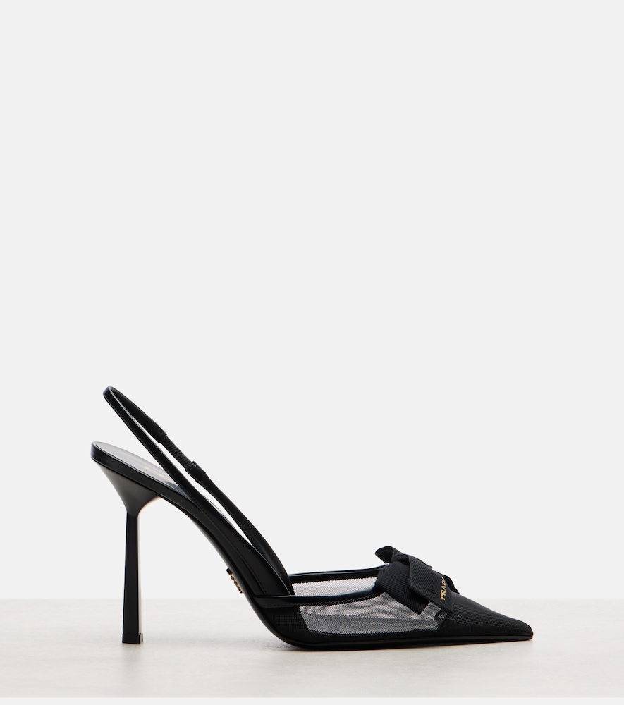  Prada Prada Slingback-pumps 100 Aus Mesh Mit Leder 