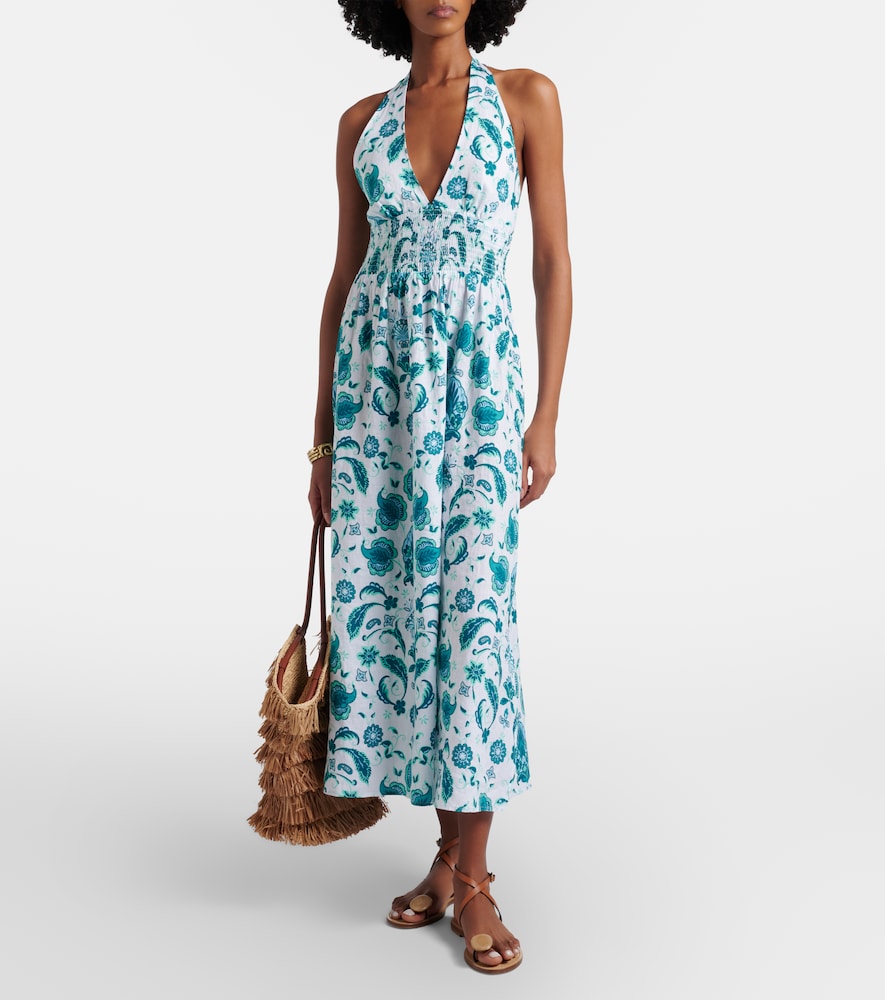 Heidi Klein Kos paisley shirred linen maxi dress