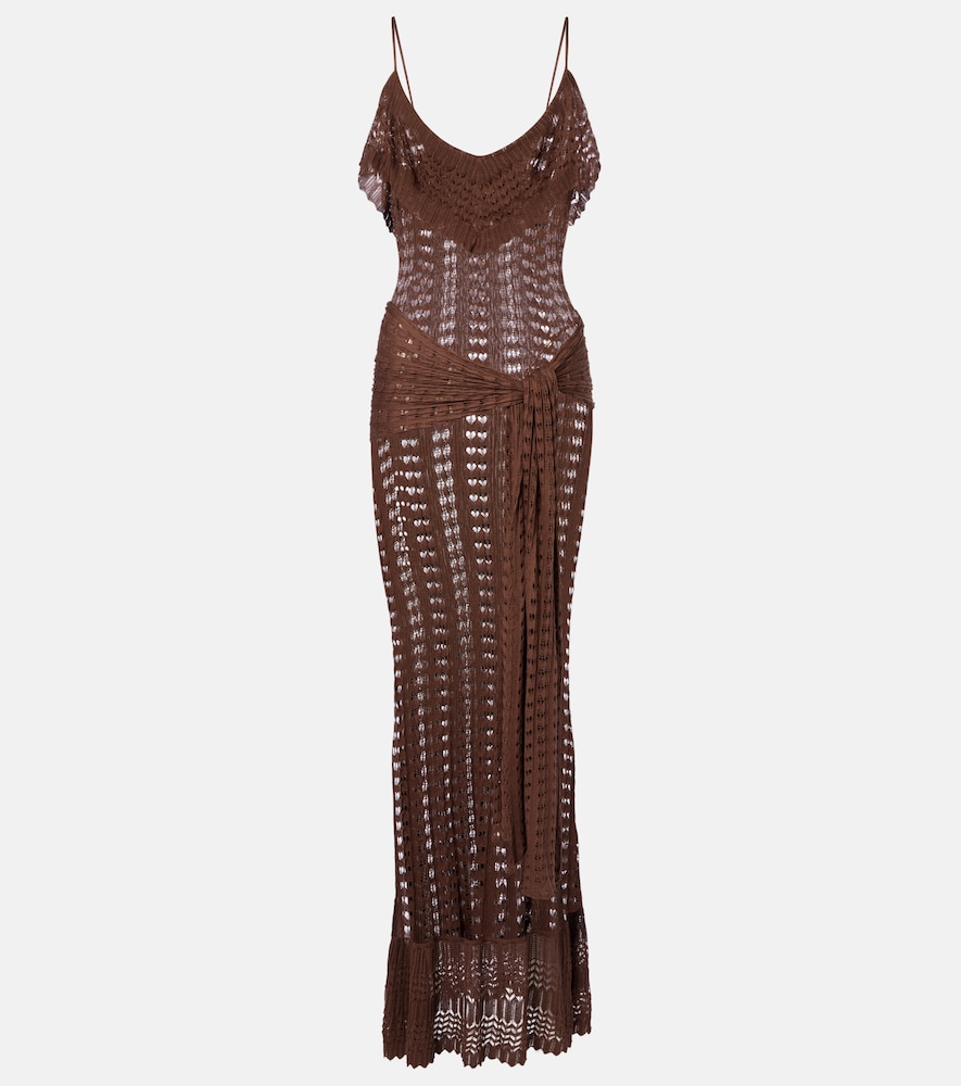 Aya Muse Ruffled pointelle maxi dress
