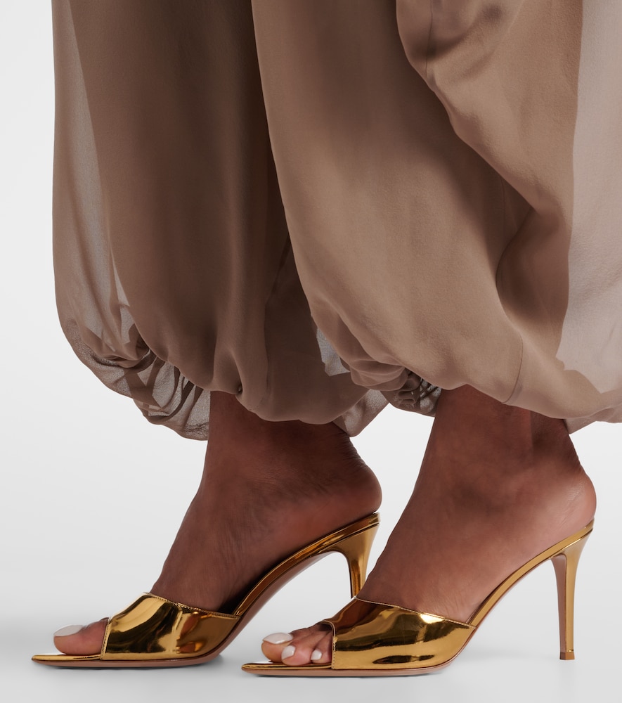 Gianvito Rossi Elle metallic leather mules