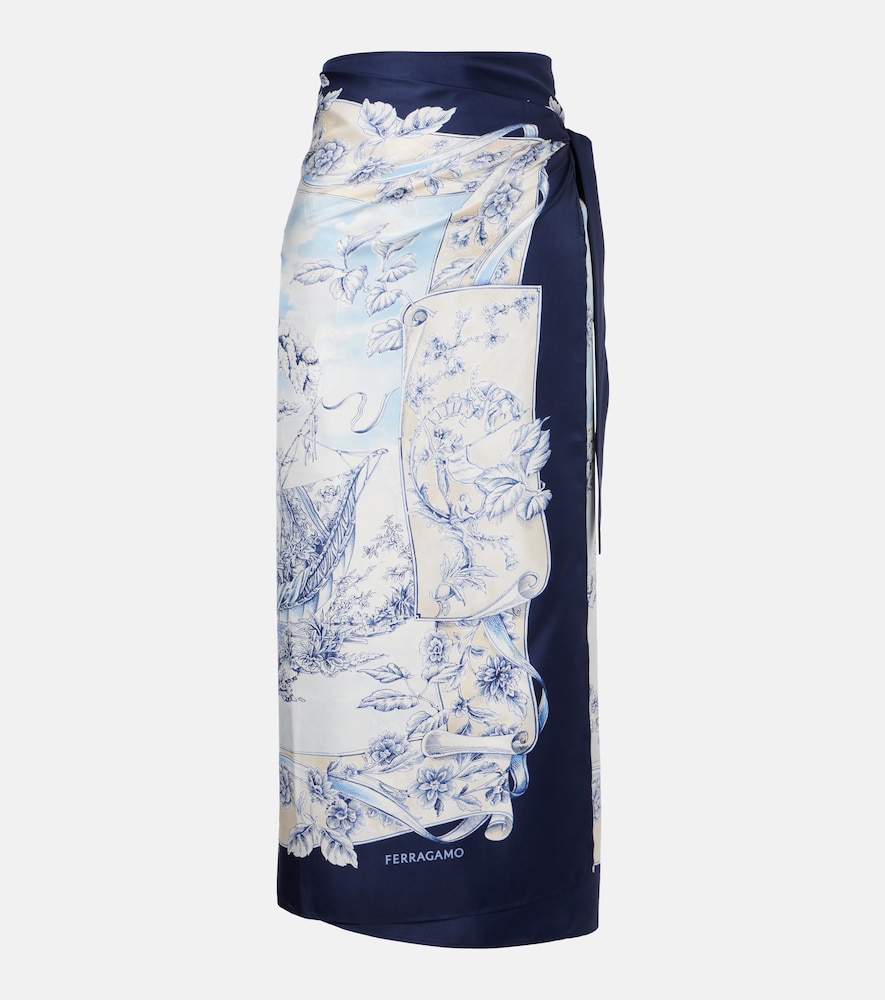 FERRAGAMO Ferragamo Printed silk wrap skirt　フェラガモ プリント シルク ラップ スカート