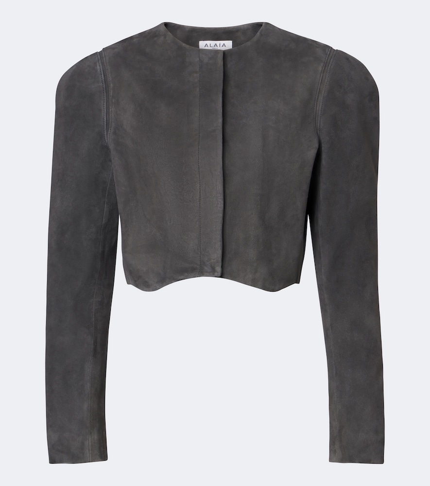 Alaia Women's Grey Cropped Suede Jacket UK Size 10 - Mytheresa