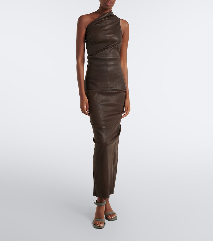 Athena One-Shoulder Leather And Cotton Top