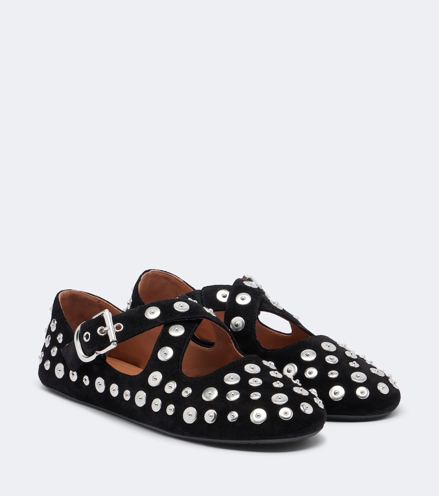 Alaïa Verzierte Ballerinas aus Veloursleder