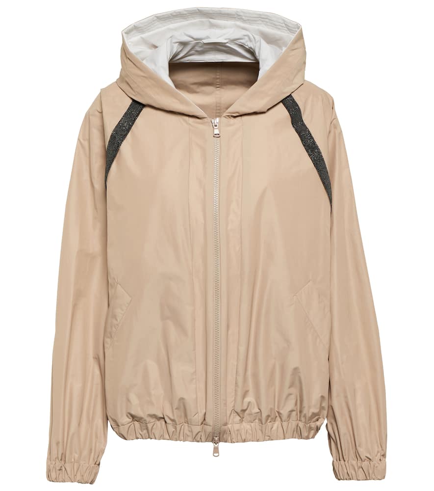 Brunello Cucinelli Embellished hooded rain jacket