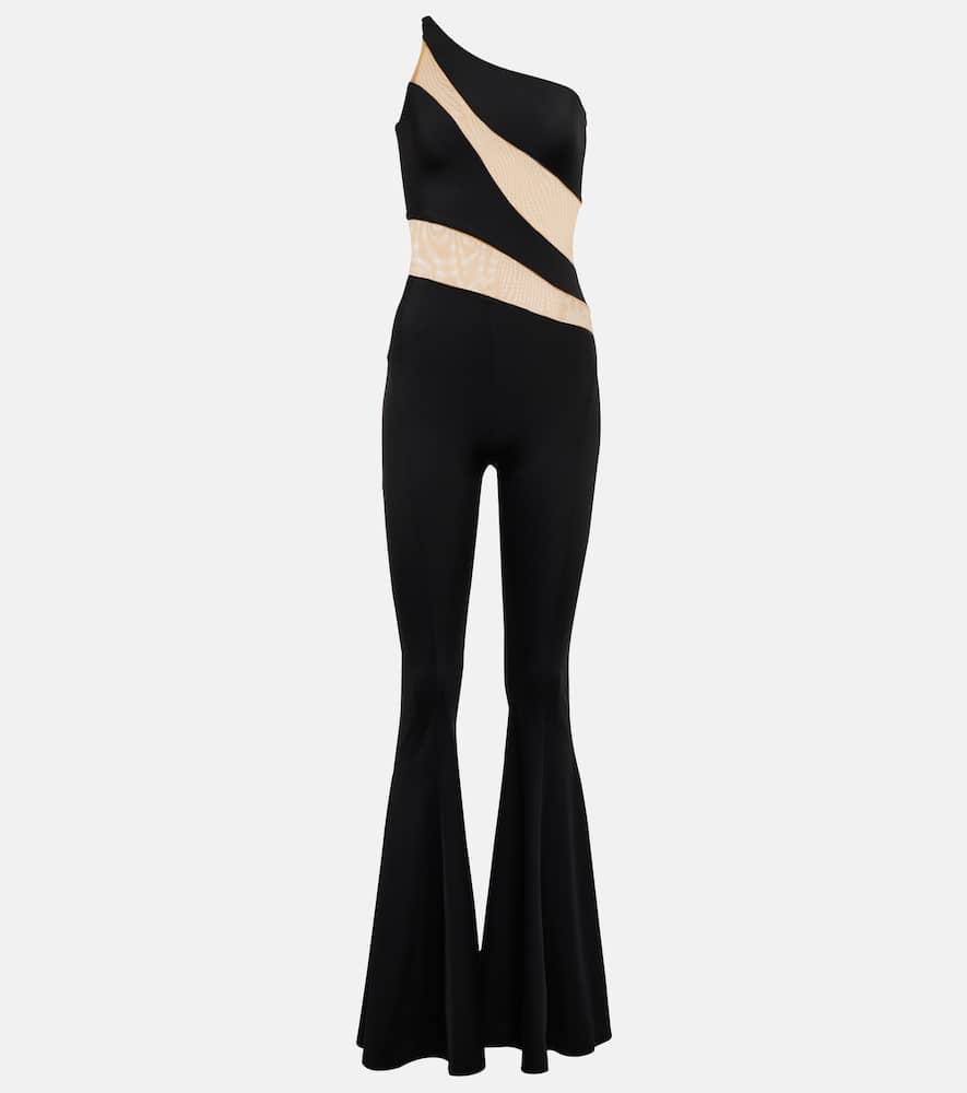Norma Kamali Snake paneled mesh fishtail jumpsuit