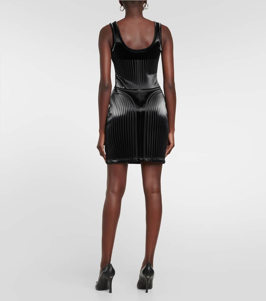 Mugler Embossed Scuba Minidress In Black