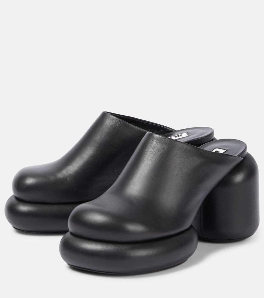 Shop Jil Sander Leather Mules In Black