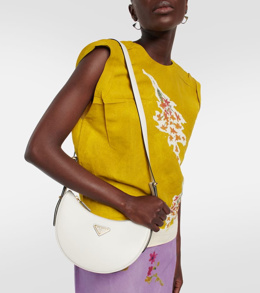 Prada Arqué Leather Shoulder Bag In Bianco N