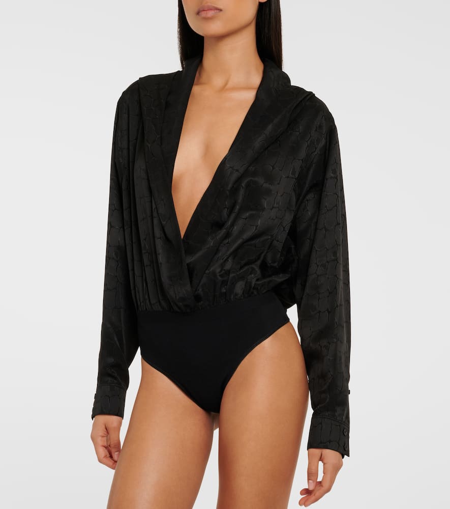 Shop Alaïa Hooded Bodysuit In Black