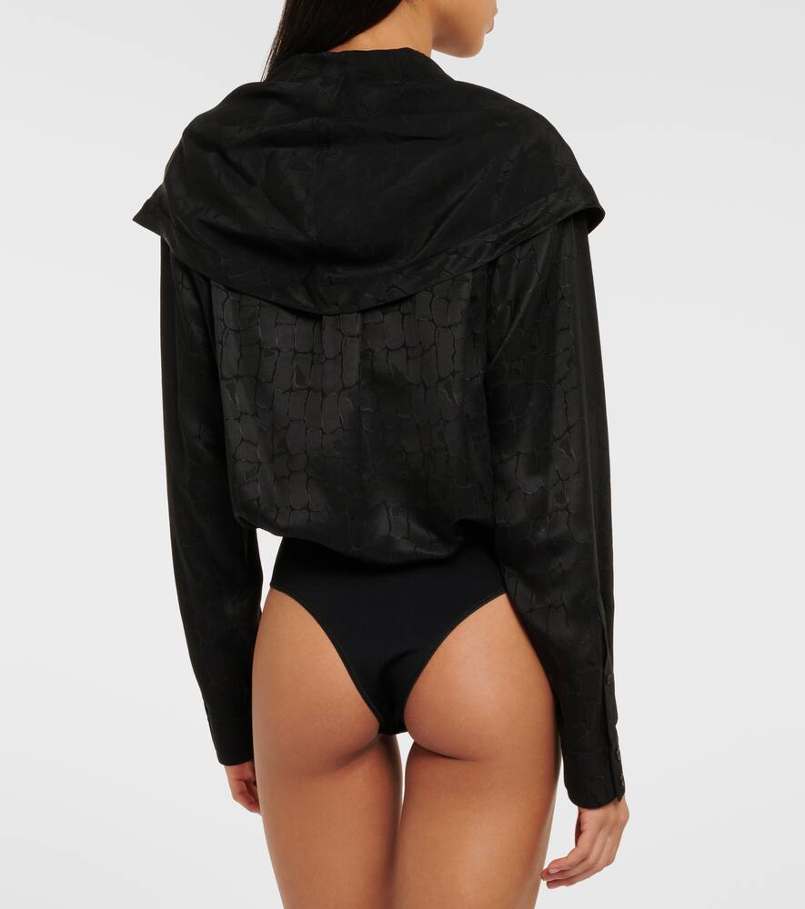 Shop Alaïa Hooded Bodysuit In Black