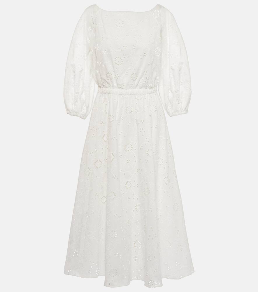 Carolina Herrera Openwork embroidered cotton midi dress