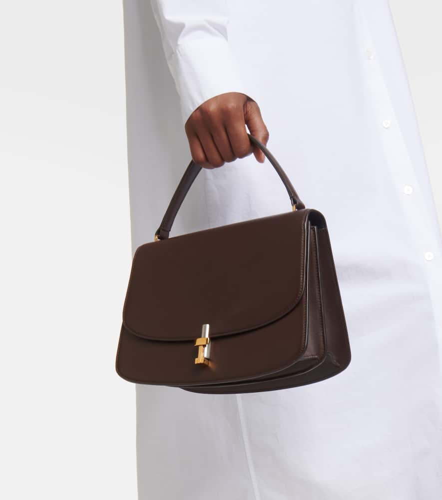 The Row Sofia 11.75 Leather Tote Bag In Brown