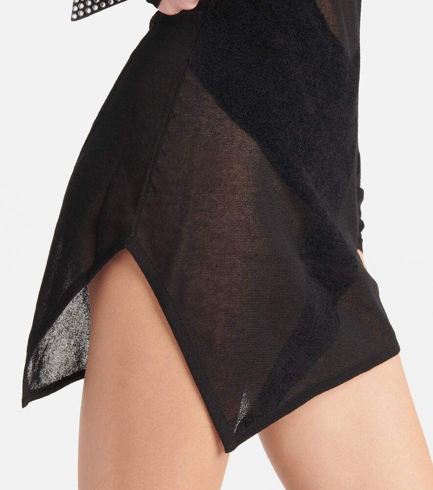 Attico Asymmetric Chiffon Minidress In Black