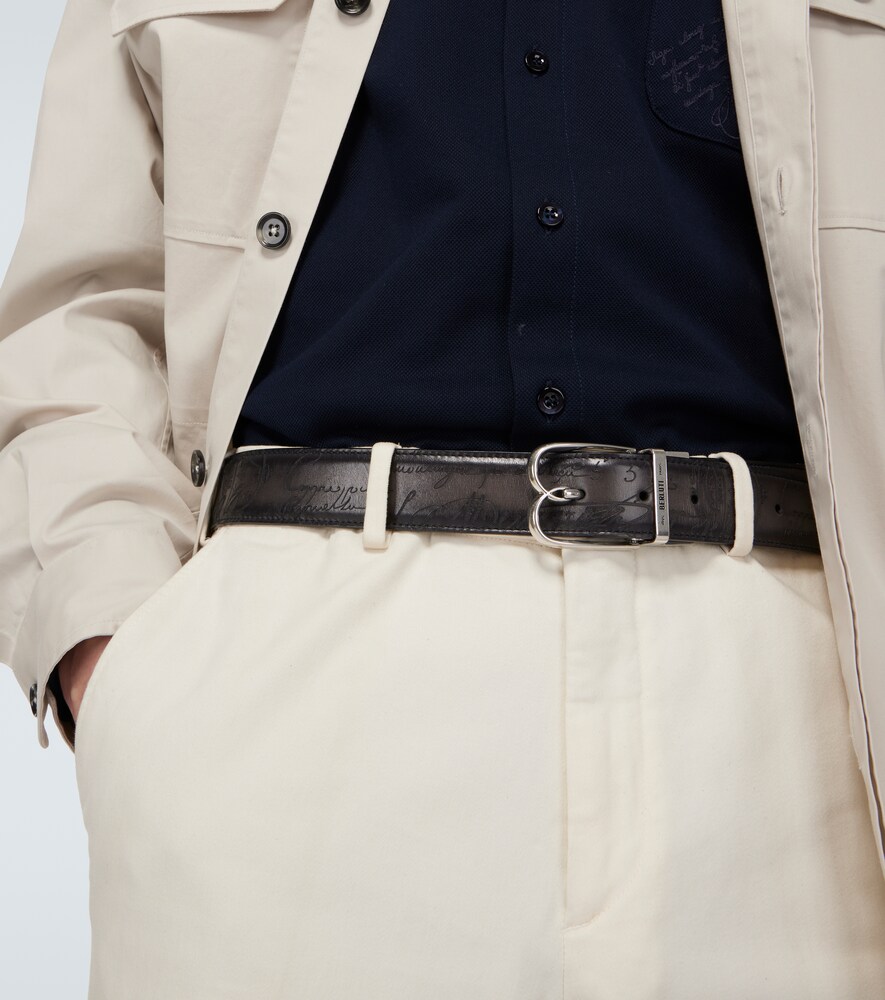  Berluti Berluti B Volute Scritto Reversible Leather Belt 