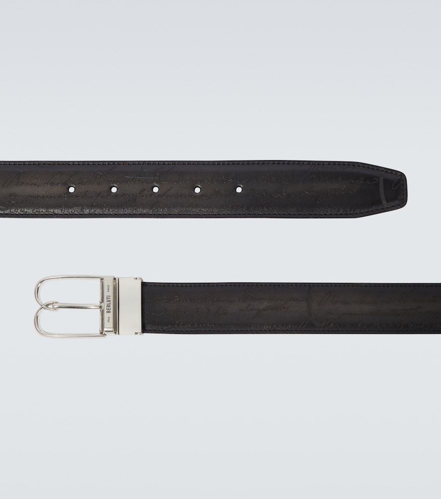  Berluti Berluti B Volute Scritto Reversible Leather Belt 