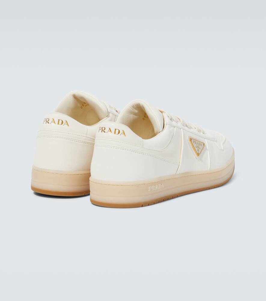 Prada Ivory Leather Lace-up Sneakers In White
