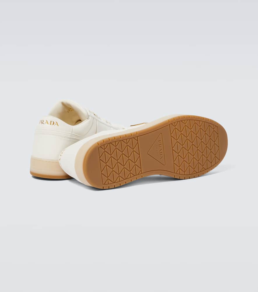 Prada Ivory Leather Lace-up Sneakers In White