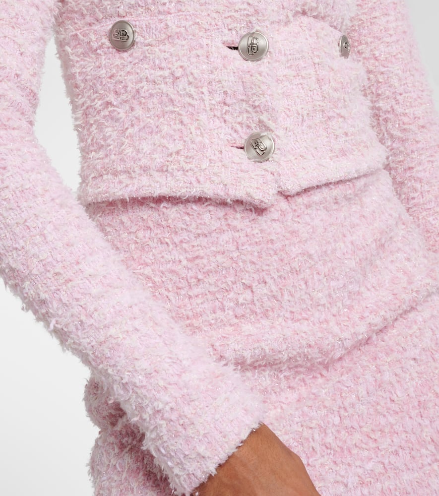 Shop Balenciaga Cropped Cotton-blend Cardigan In Pink