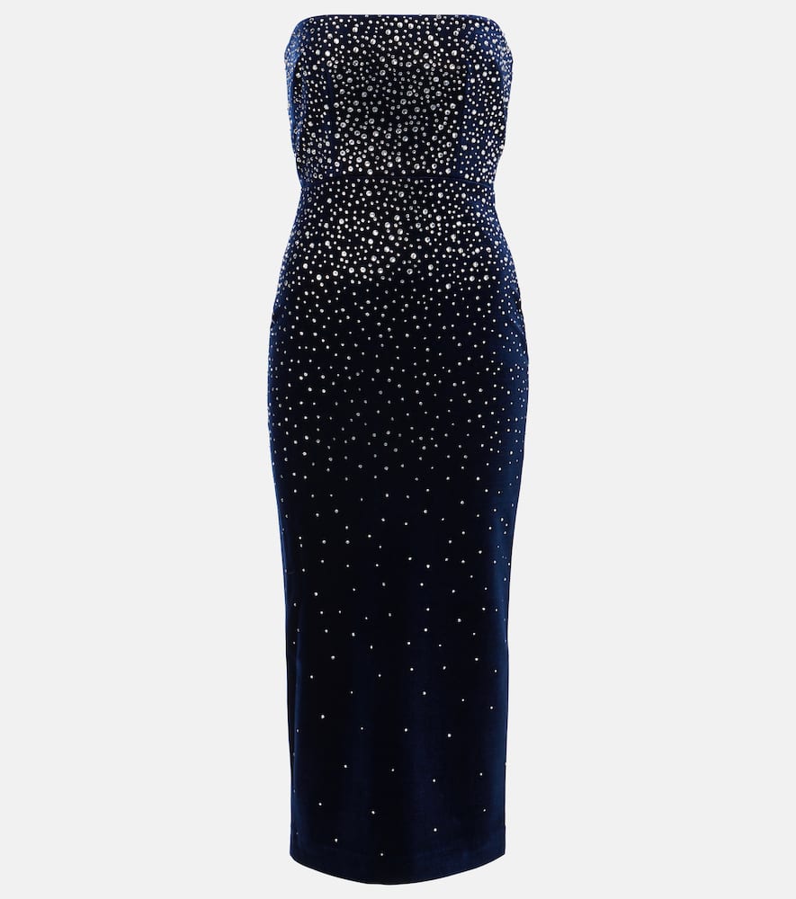 Embellished velvet midi dress