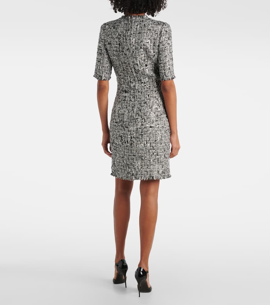 Dolce & Gabbana Dg Tweed Lamé Minidress In Grey