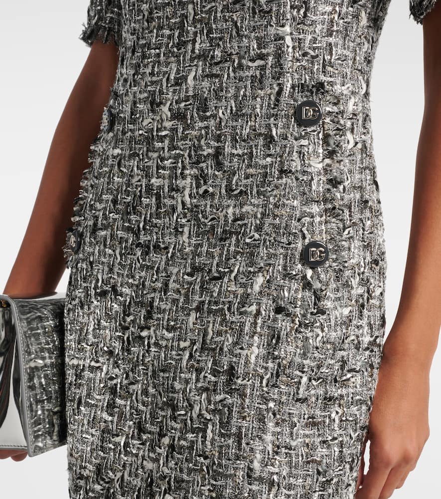 Dolce & Gabbana Dg Tweed Lamé Minidress In Grey