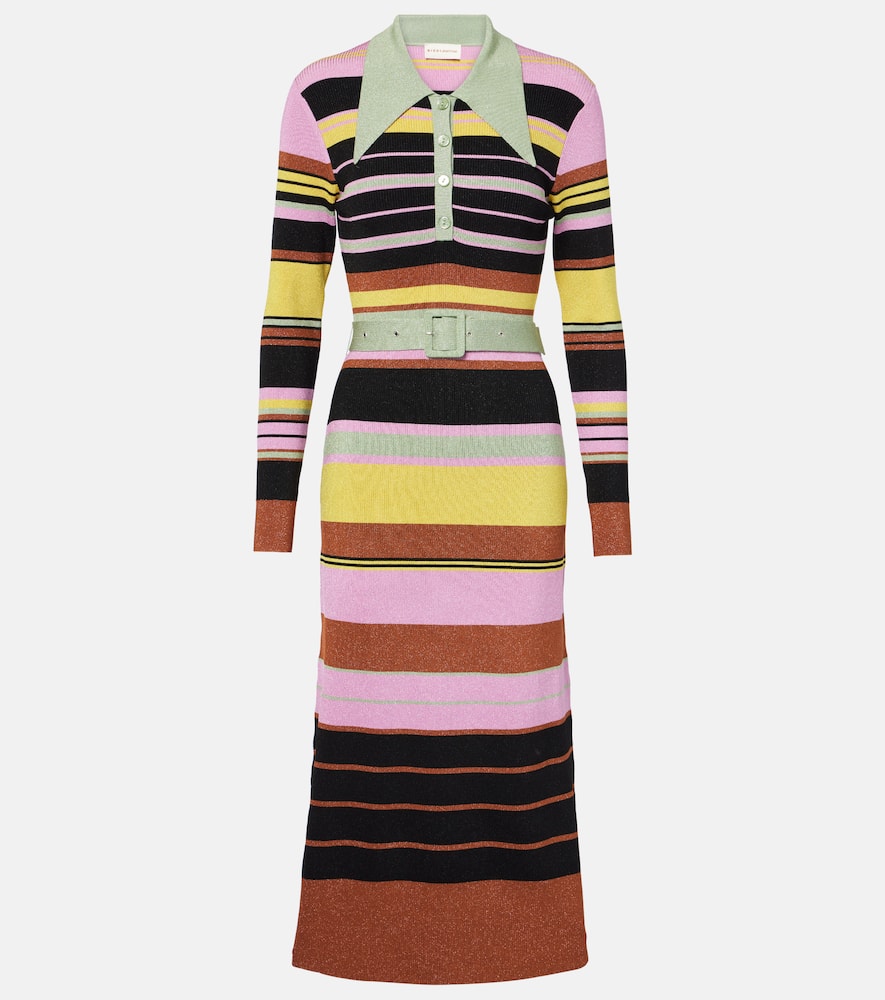 Striped metallic midi dress