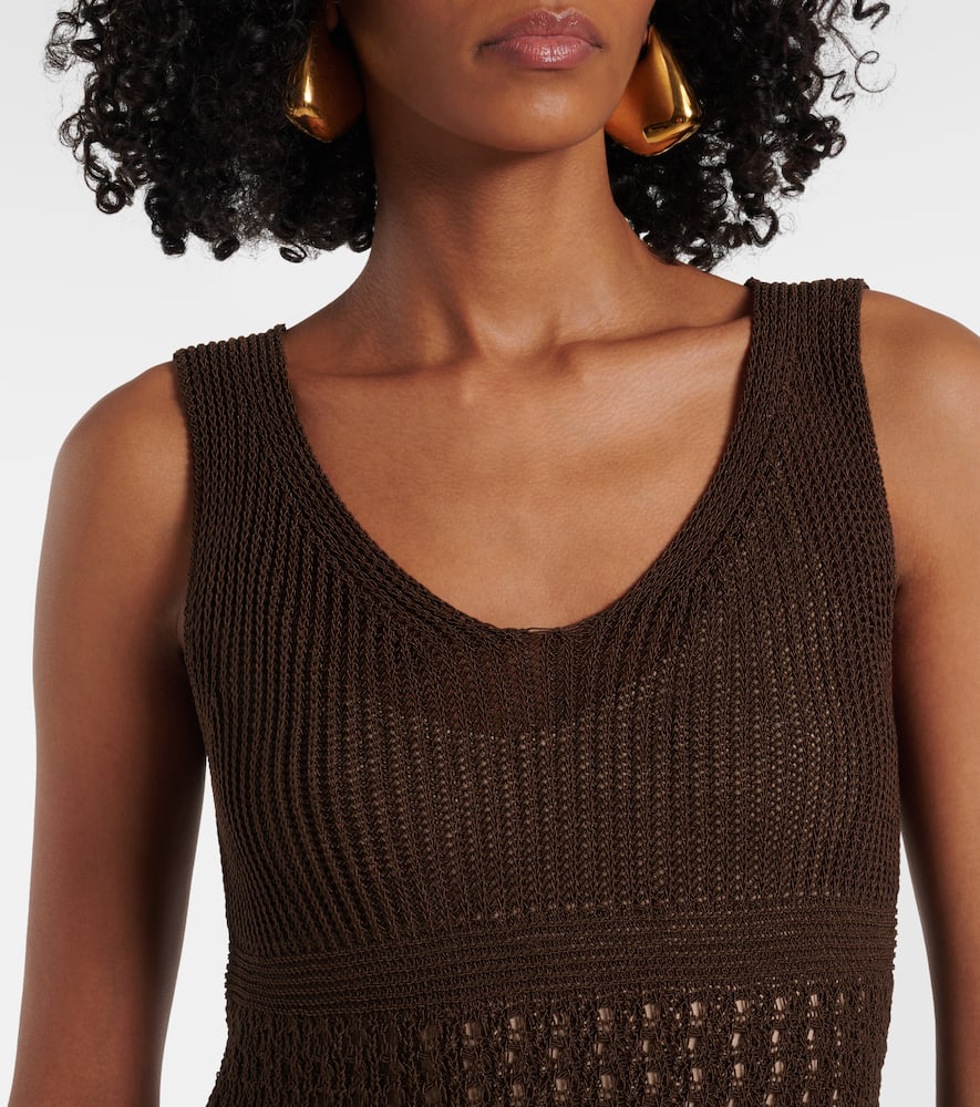 Max Mara Valois Knitted Long Dress In Brown