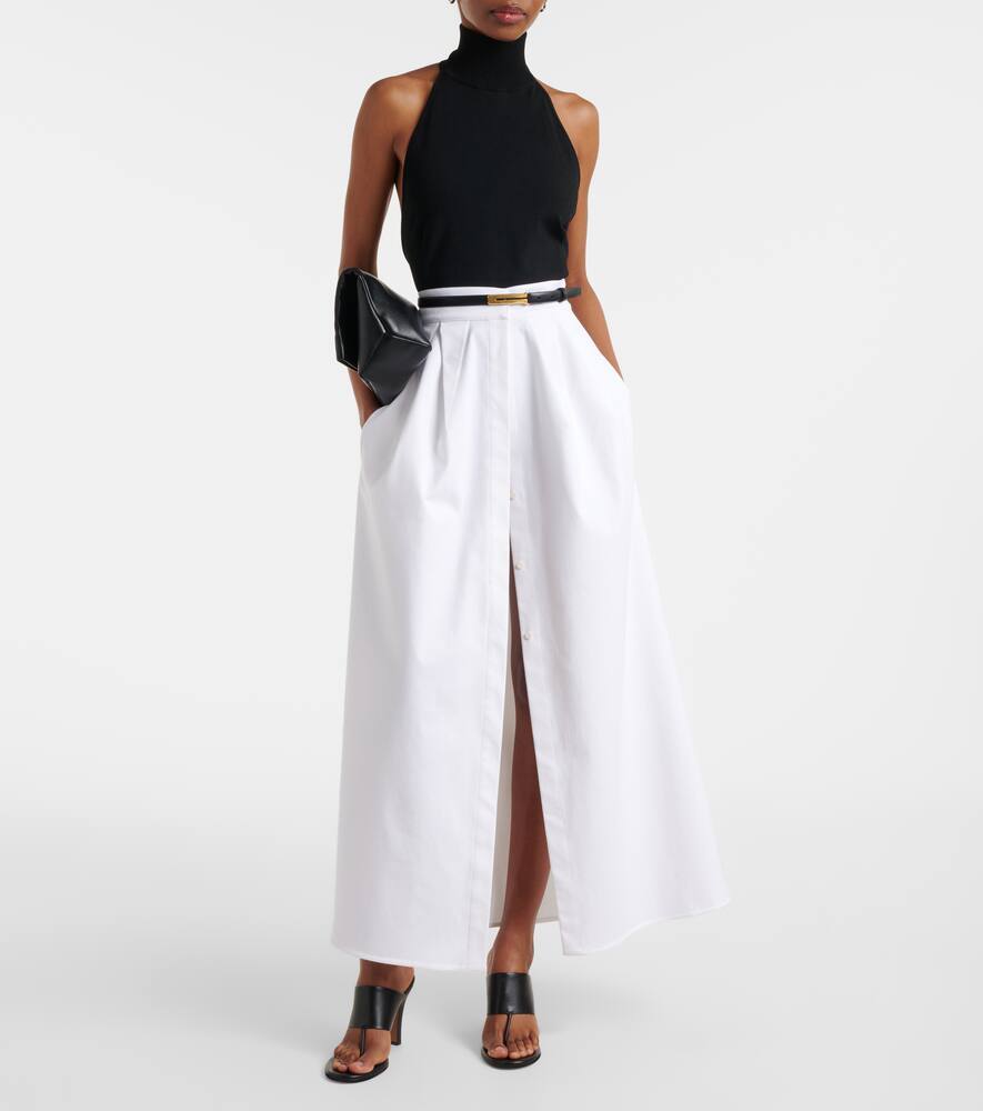 Shop Max Mara Cotton-blend Gabardine Maxi Skirt In White
