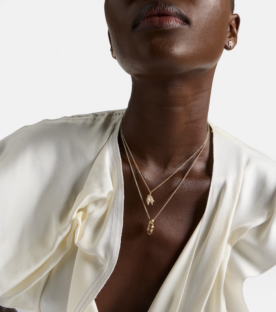 Sydney Evan Lovebirds 14kt Gold Necklace With Diamonds In Gold