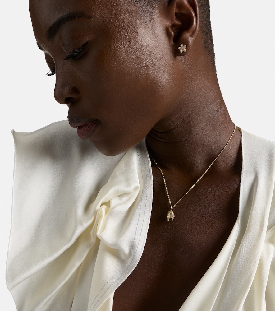 Sydney Evan Lovebirds 14kt Gold Necklace With Diamonds In Gold