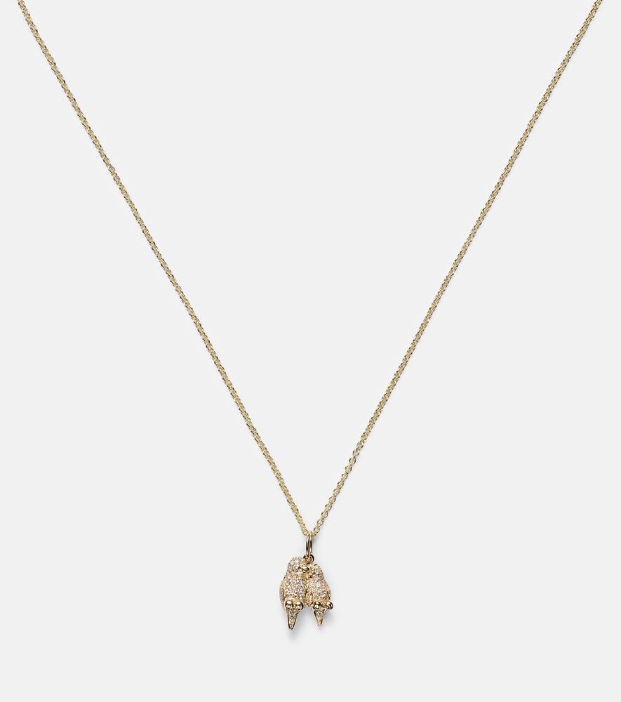 Sydney Evan Lovebirds 14kt Gold Necklace With Diamonds In Gold