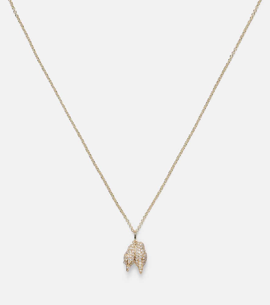 Sydney Evan Lovebirds 14kt Gold Necklace With Diamonds In Gold