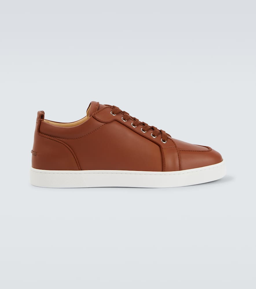 Christian Louboutin Rantulow Orlato Grosgrain-trimmed Full-grain Leather Sneakers In Brown