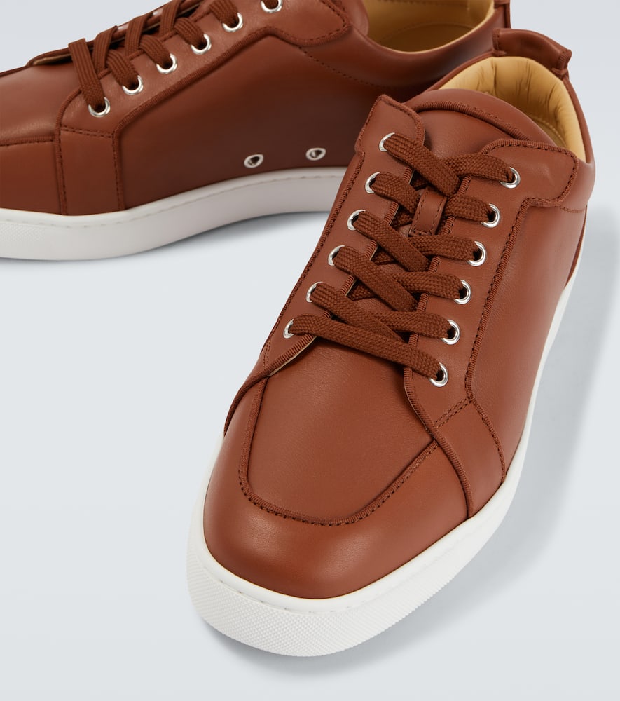Christian Louboutin Rantulow Orlato Grosgrain-trimmed Full-grain Leather Sneakers In Brown