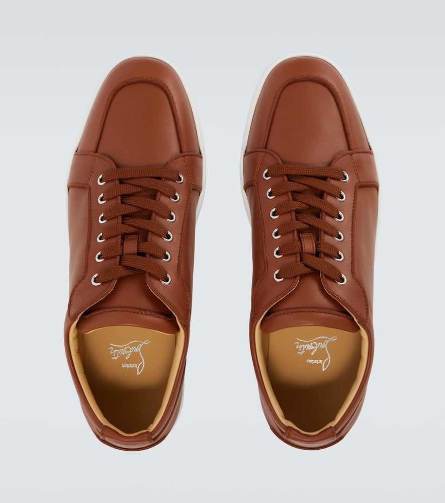 Christian Louboutin Rantulow Orlato Grosgrain-trimmed Full-grain Leather Sneakers In Brown