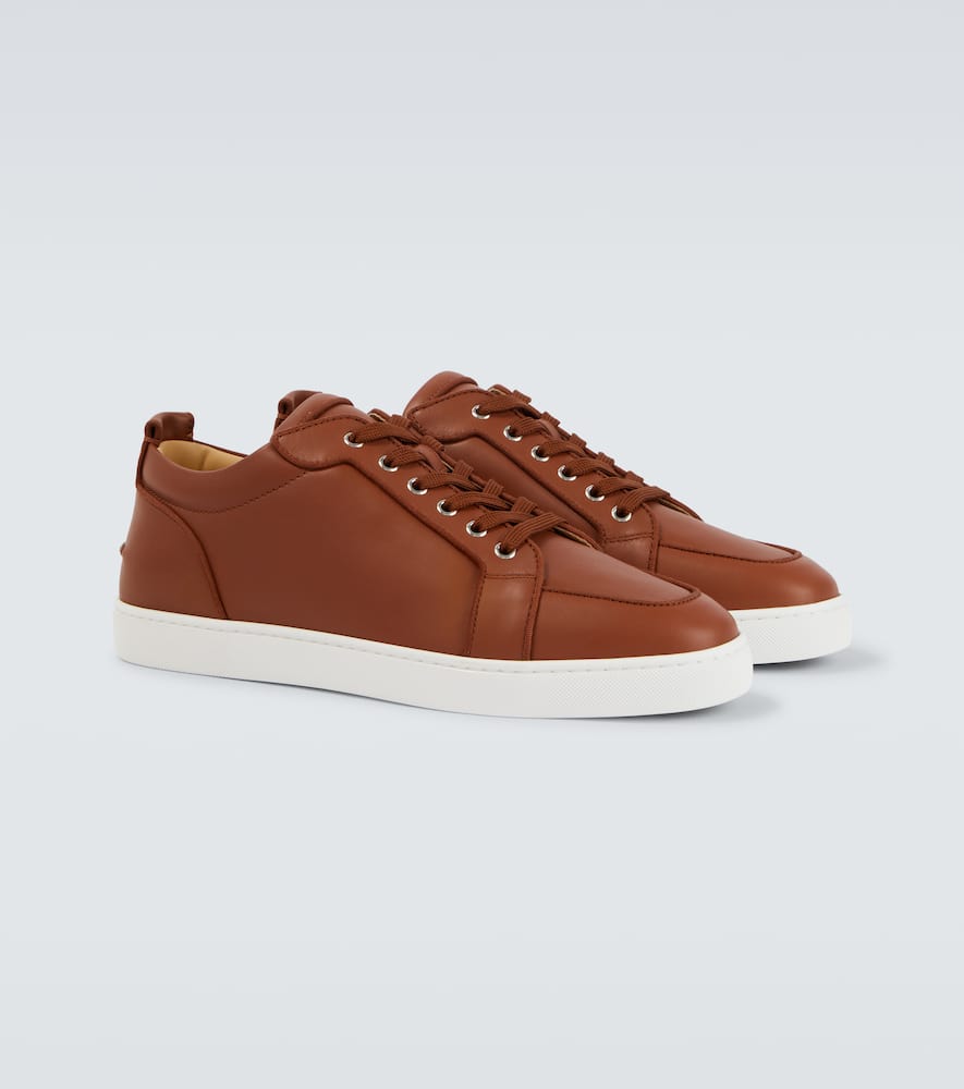 Christian Louboutin Rantulow Orlato Grosgrain-trimmed Full-grain Leather Sneakers In Brown