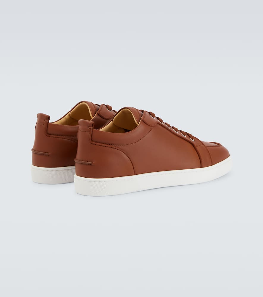Christian Louboutin Rantulow Orlato Grosgrain-trimmed Full-grain Leather Sneakers In Brown