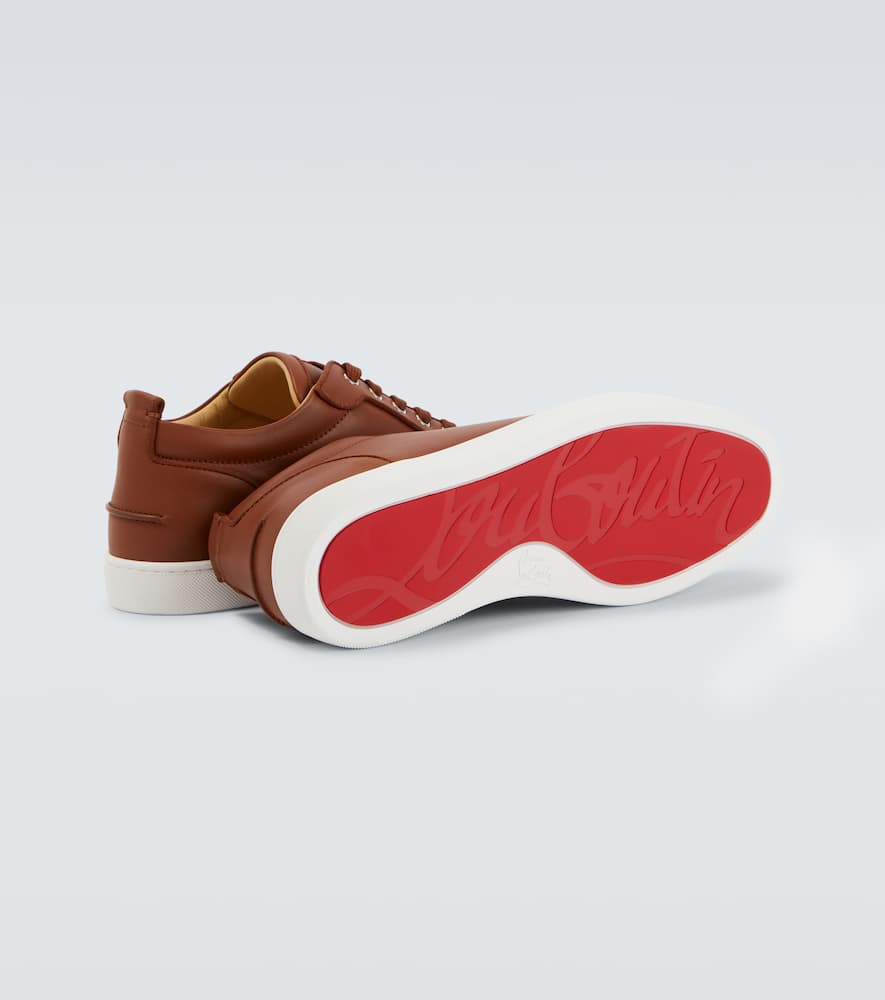 Christian Louboutin Rantulow Orlato Grosgrain-trimmed Full-grain Leather Sneakers In Brown