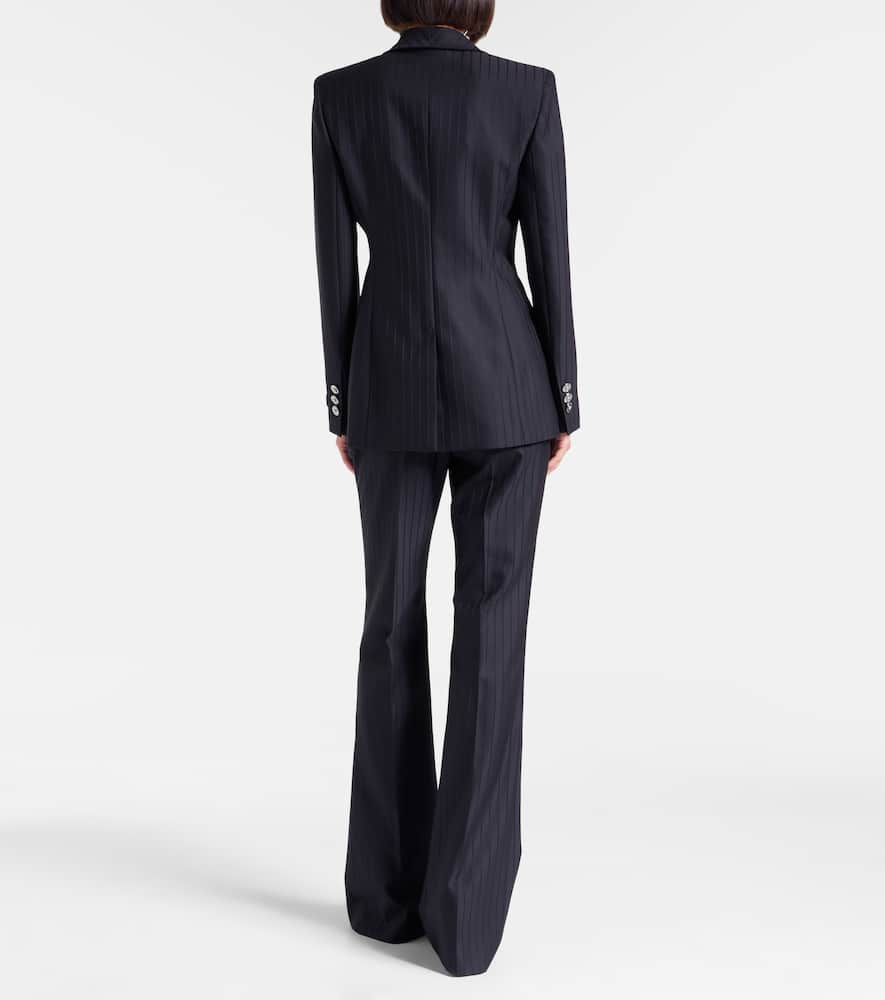Versace Pinstripe Virgin Wool Blazer In Black